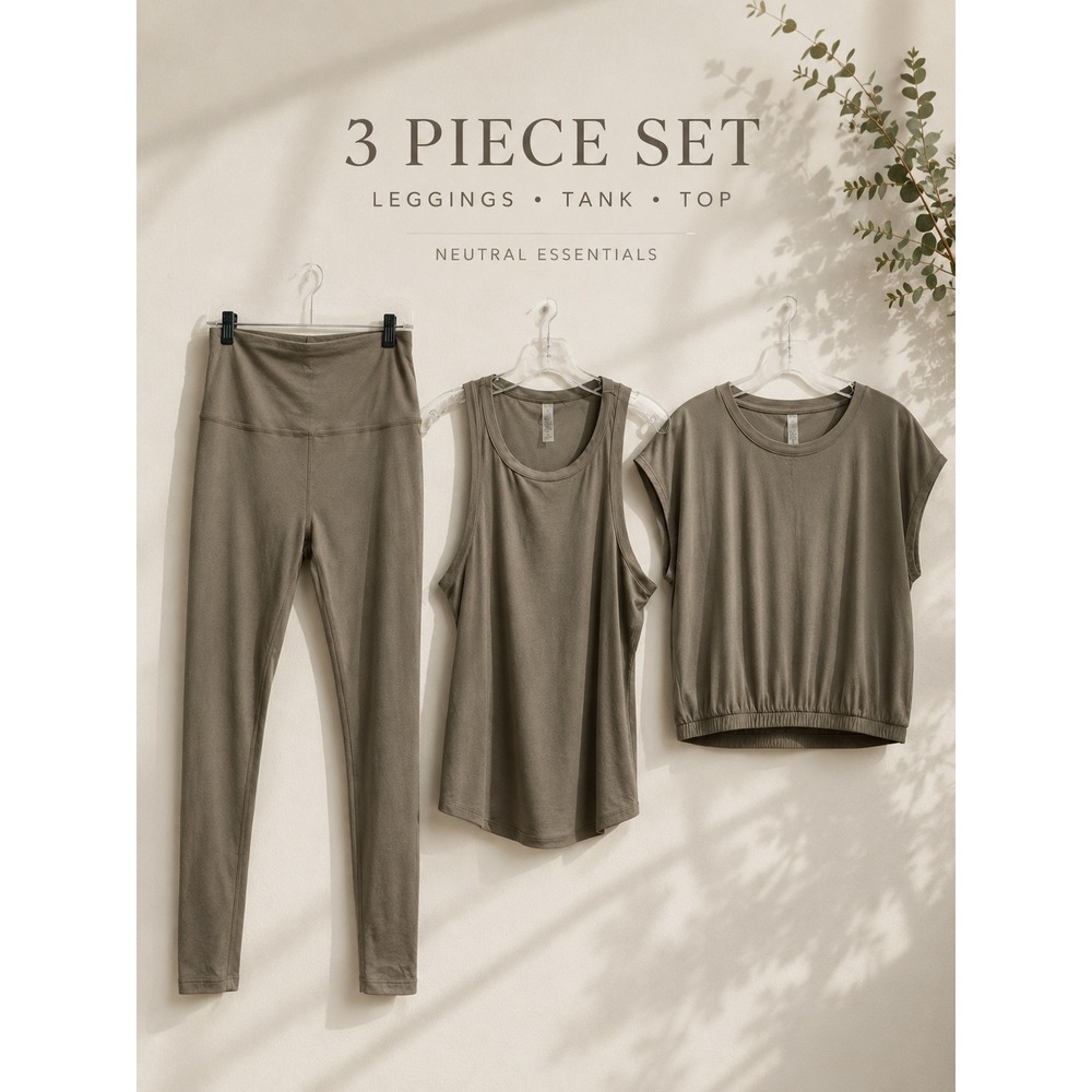 Beyond Yoga High-Rise Seamless Leggings tank and top SETMauve Taupe Womens Small